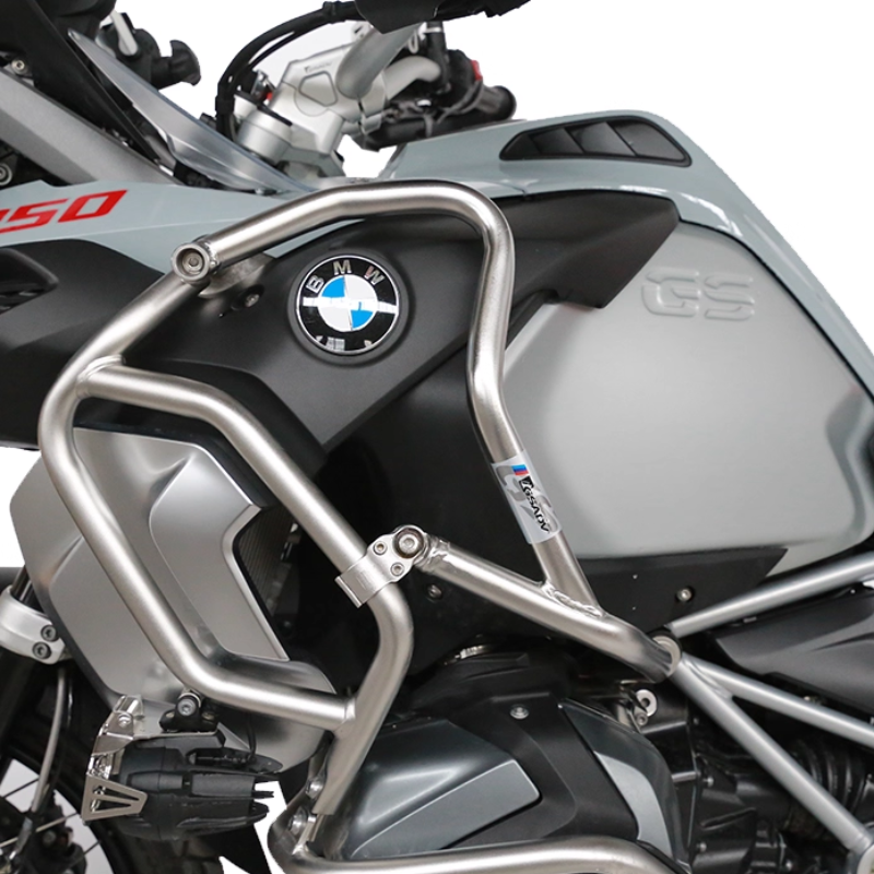 GSADV CRASH BAR TANK EXTENDER WITH SPOTLIGHT BRACKET BMW R1250GSA 2019-2023 SILVER