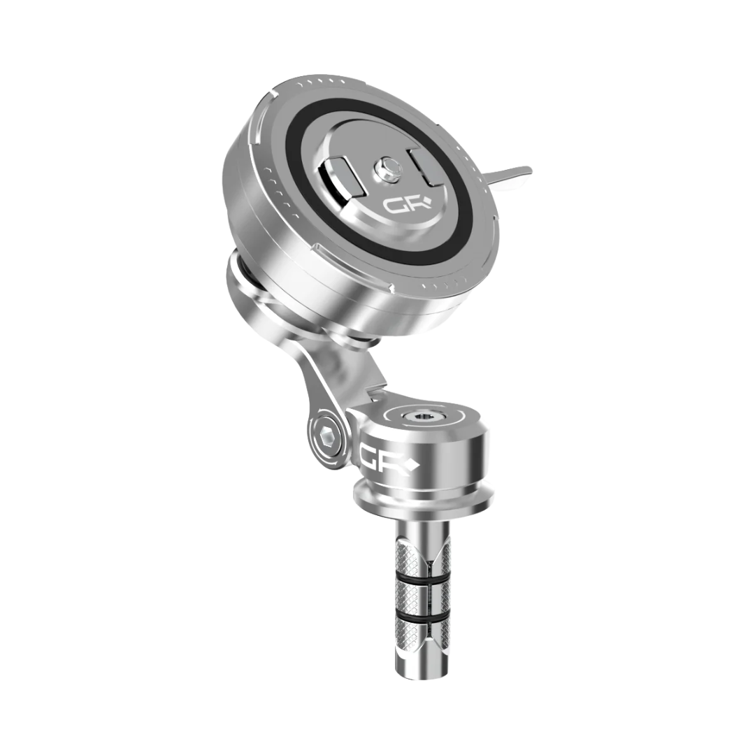 GRXPLORE PHONE HOLDER QUICK RELEASE MT7D FORK STEM MOUNT WITH VIBRATION DAMPER PRO SILVER